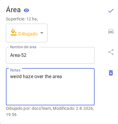 Información adicional del área