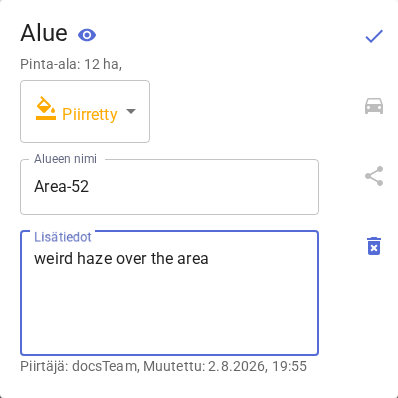Additional area information