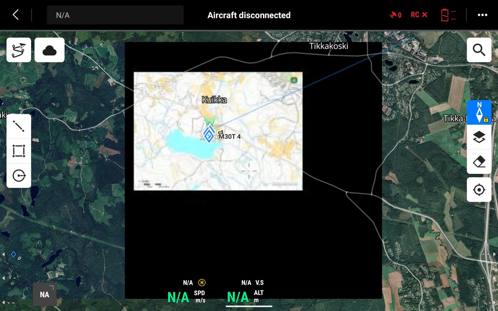 Karttahimmeli map in drone planning software
