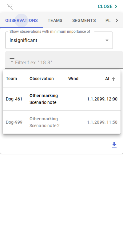Observation diary