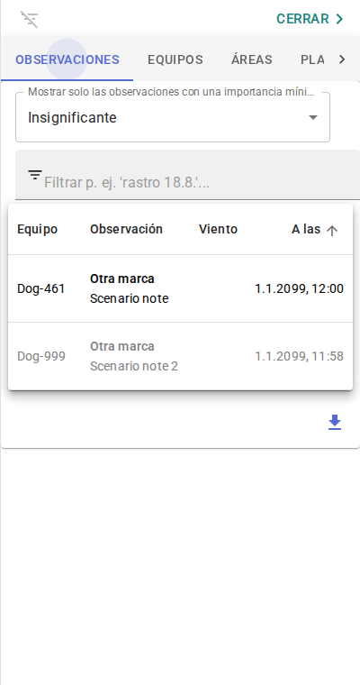 Registro de observaciones