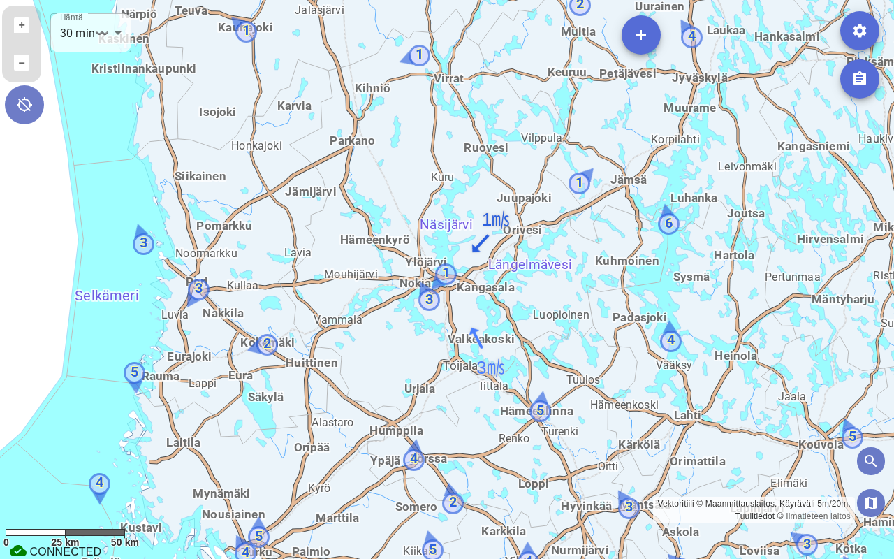 Finland's wind situation zoomed to Tampere
